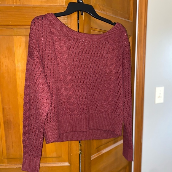 Garage Cropped Maroon Slouchy Sweater - Picture 3 of 7
